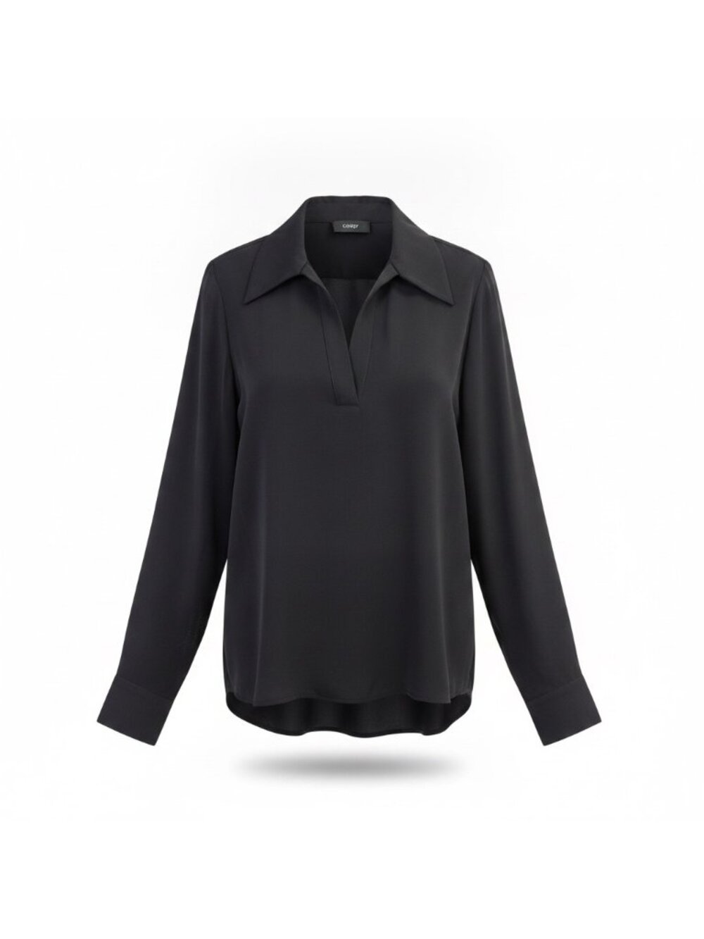 Aqua Womens Black Polyester Button-Cuff Long Sleeve Top Size S